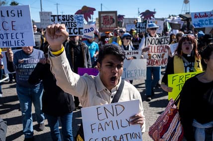Protesters Denounce Detention Of 5-Year-Old Liam Ramos At Immigration Processing Facility In Texas