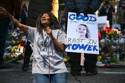 The aunt of George Floyd, Angela Harrelson, mourners of Renee Good