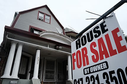 A home stands for sale in a Brooklyn