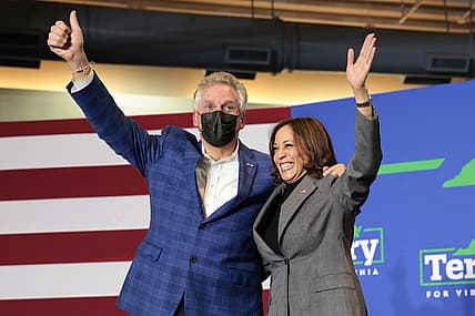 Vice President Kamala Harris and Terry McAuliffe