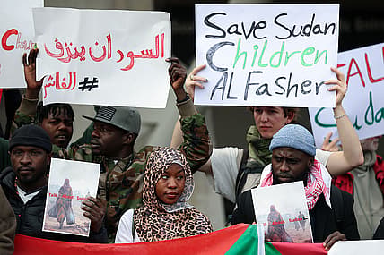 Protestors Demonstrate In Solidarity With Sudan Outside Scottish Parliament