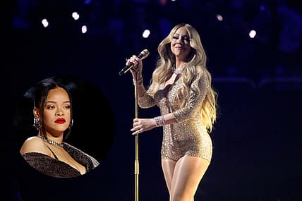 Rihanna attends Mariah Carey Christmas show
