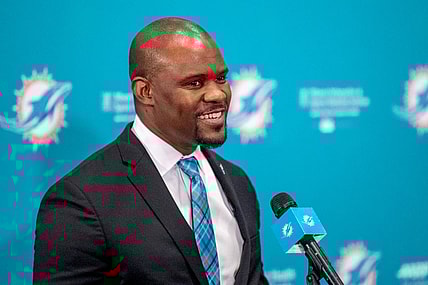 DAVIE, FL - FEBRUARY 04: Brian Flores speaks during a press conference as he is introduced as the new Head Coach of the Miami Dolphins at Baptist Health Training Facility at Nova Southern University on February 4, 2019 in Davie, Florida. (Photo by Mark Brown/Getty Images) thegrio.com
