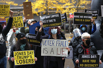 Protesters In New York Gather Outside Law Firm Working For Trump Campaign