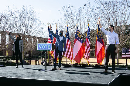 Vice President-Elect Kamala Harris Campaigns For Democratic GA Senate Candidates