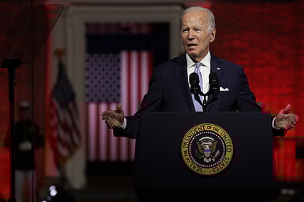 President Biden During Primetime Speech Outside Philadelphia's Independence National Historical Park