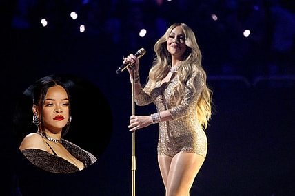 Rihanna attends Mariah Carey Christmas show