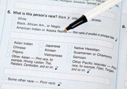 Part of a U.S. Census form