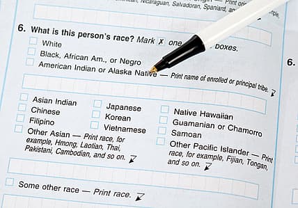 Part of a U.S. Census form