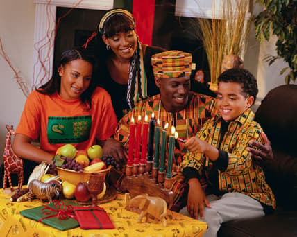 A family celebrates Kwanzaa