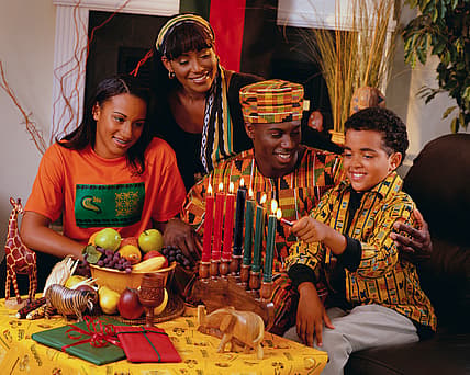 A family celebrates Kwanzaa