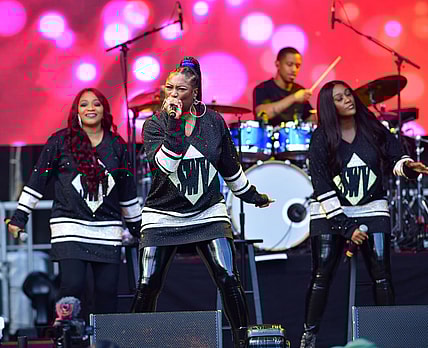 Leanne "Lelee" Lyons, Tamara "Taj" Johnson-George and Coko Clemons of SWV perform onstage