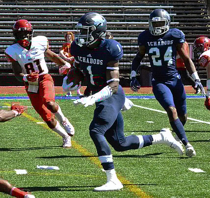 Shawnee Heights and Washburn product Corey Ballentine, shown here Sepr. 22, 2018, an All-America cornerback for the Ichabods, was selected Saturday in the sixth round of the NFL draft by the New York Giants. Hours later he was shot and his friend fellow teammate Dwane Simmons was killed in central Topeka early Sunday morning. (AP Photo, Topeka Capital-Journal, Phil Anderson) thegrio.com