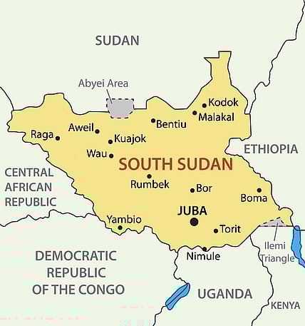 South Sudan map, theGrio.com