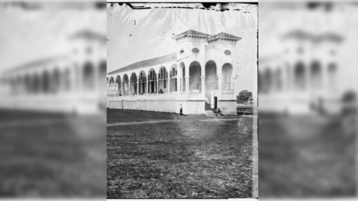 The club house at the race course where Union officers were confined