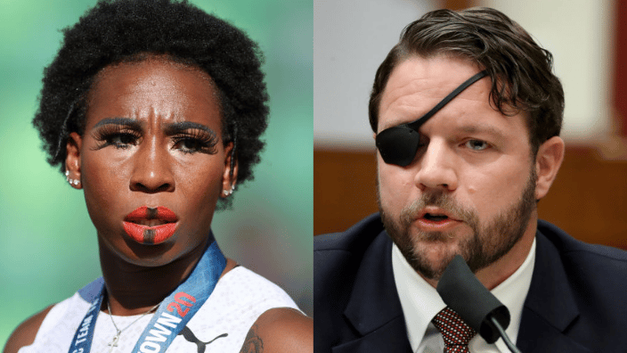 Gwen Berry and Rep. Dan Crenshaw, theGrio.com
