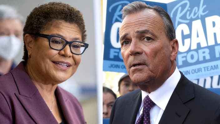 Karen Bass and Rick Caruso