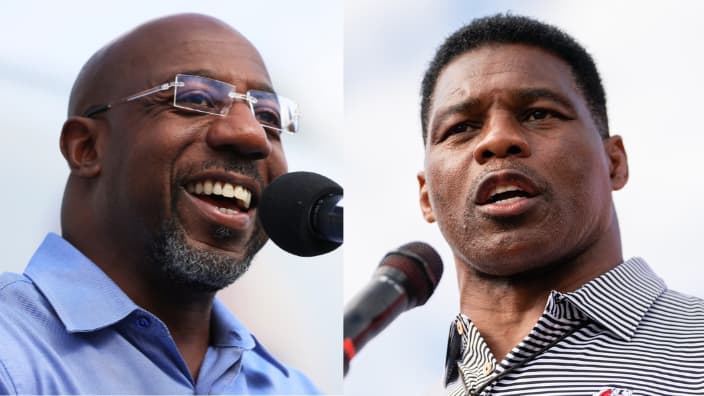 Senator Raphael Warnock and Herschel Walker