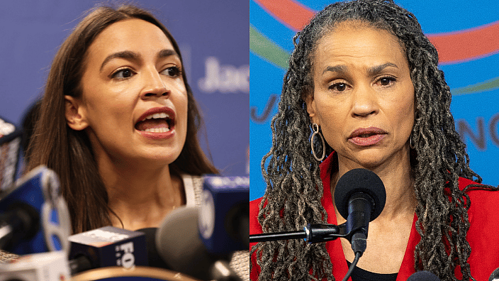 Congresswoman Alexandria Ocasio-Cortez (left) and New York City mayoral candidate Maya Wiley (right)