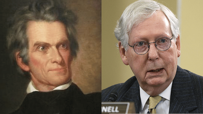 Portrait of former Vice President John C. Calhoun of South Carolina and Republican Senator Mitch McConnell of Kentucky