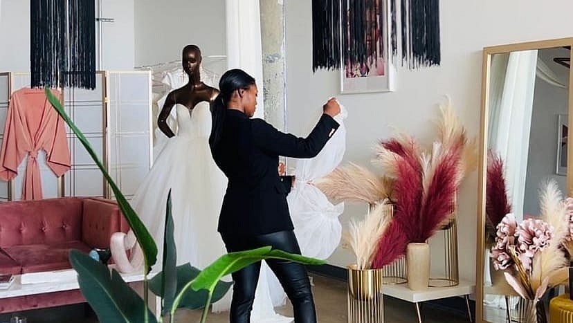 Laurie Underwood, Laury Bridal, Project Runway, Black bridal designer, Black wedding dress designer, Black bride, Black bridal style, Black bridal fashion, Black-owned business, Black-owned wedding vendor, Black fashion, Black style, theGrio.com