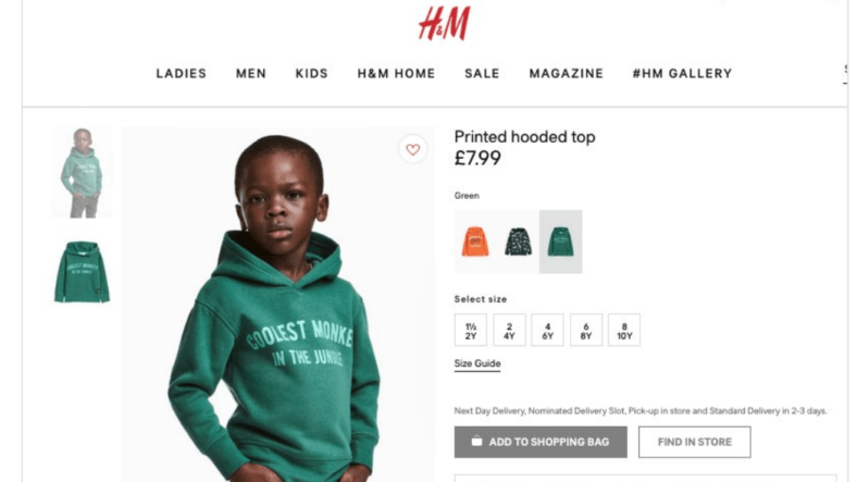 racist hoodie HM little boy thegrio.com