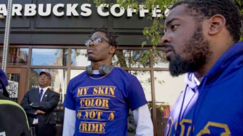 Omega Psi Phi fraternity brothers protest at Starbucks thegrio.com