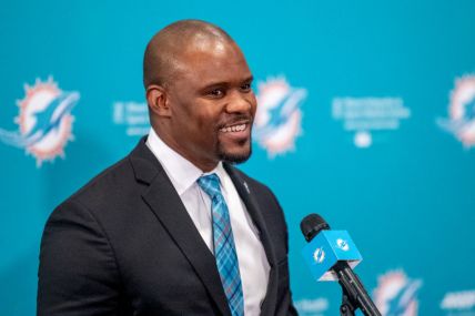 DAVIE, FL - FEBRUARY 04: Brian Flores speaks during a press conference as he is introduced as the new Head Coach of the Miami Dolphins at Baptist Health Training Facility at Nova Southern University on February 4, 2019 in Davie, Florida. (Photo by Mark Brown/Getty Images) thegrio.com
