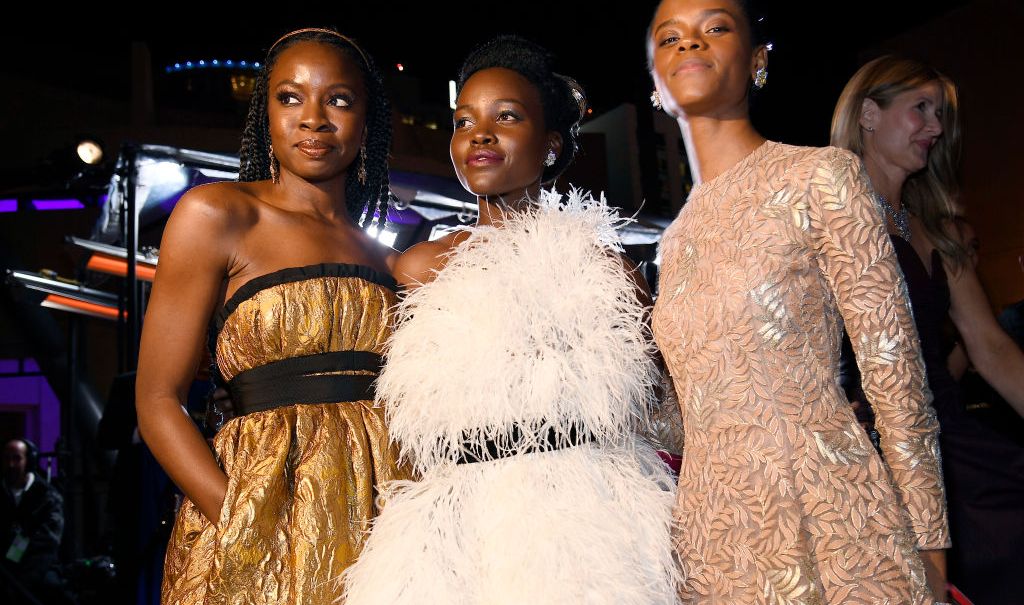 Danai Gurira, Lupita Nyong'o, and Letitia Wright attend the 91st Annual Academy Awards Governors Ball at Hollywood and Highland on February 24, 2019 in Hollywood, California. (Photo by Kevork Djansezian/Getty Images) thegrio.com