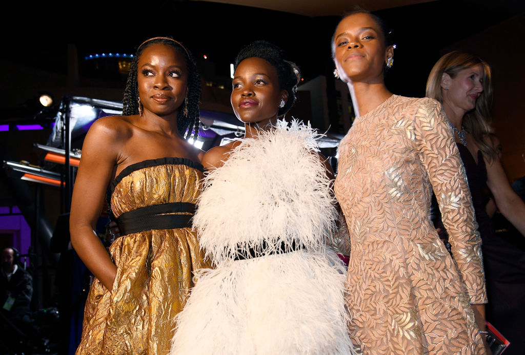 Danai Gurira, Lupita Nyong'o, and Letitia Wright attend the 91st Annual Academy Awards Governors Ball at Hollywood and Highland on February 24, 2019 in Hollywood, California. (Photo by Kevork Djansezian/Getty Images) thegrio.com