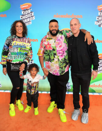 Nickelodeon's 2019 Kids' Choice Awards - Red Carpet LOS ANGELES, CA - MARCH 23: (L-R) Nicole Tuck, Asahd Tuck Khaled, DJ Khaled and President of Nickelodeon Brian Robbins attend Nickelodeon's 2019 Kids' Choice Awards at Galen Center on March 23, 2019 in Los Angeles, California. (Photo by Charley Gallay/Getty Images for Nickelodeon) thegrio.com