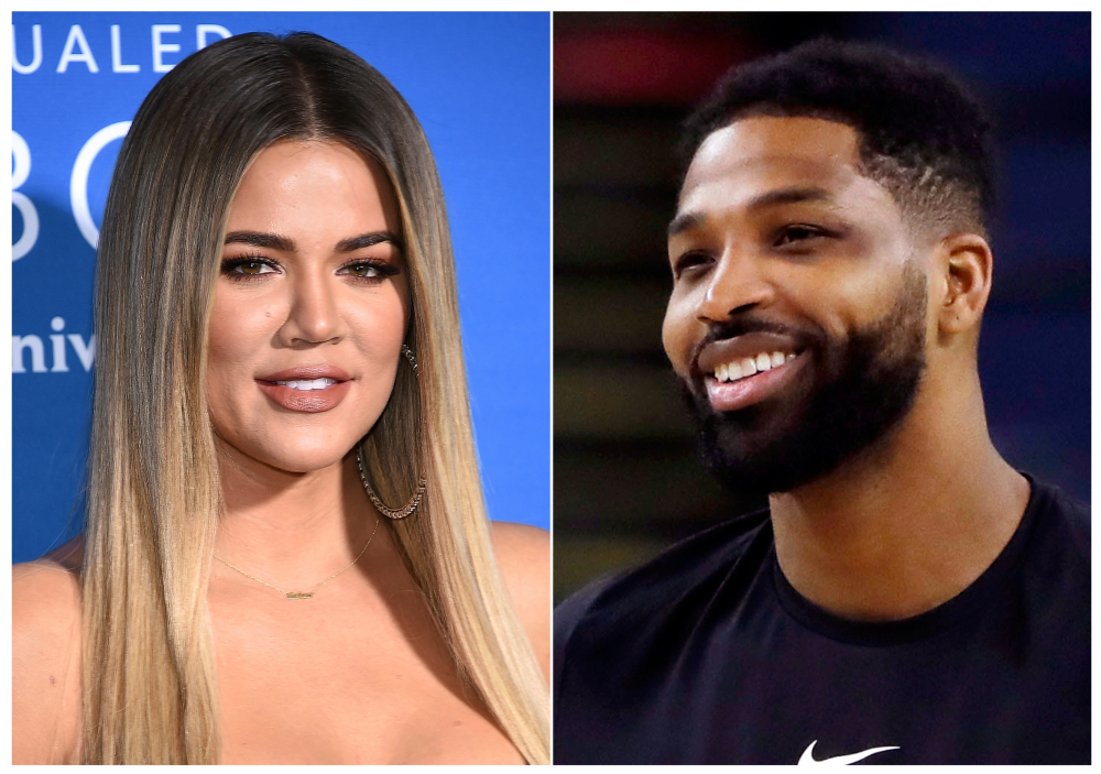 This combination file photo shows TV personality Khloe Kardashian at the NBCUniversal Network 2017 Upfront in New York on May 15, 2017, left, and Cleveland Cavaliers' Tristan Thompson during an NBA basketball practice in Oakland, Calif., on May 30, 2018. Declaring “I’m not a homewrecker,” Jordyn Woods sat down Friday, March 1, 2019, on Jada Pinkett Smith’s Facebook Watch show to clear up wild social media speculation over exactly what happened between her and Cleveland Cavalier Tristan Thompson: One kiss on the lips that took her by surprise. Thompson is the father of Khloe Kardashian’s baby, True, and Woods was the best friend of Kardashian sister Kylie Jenner. (AP Photo/File)