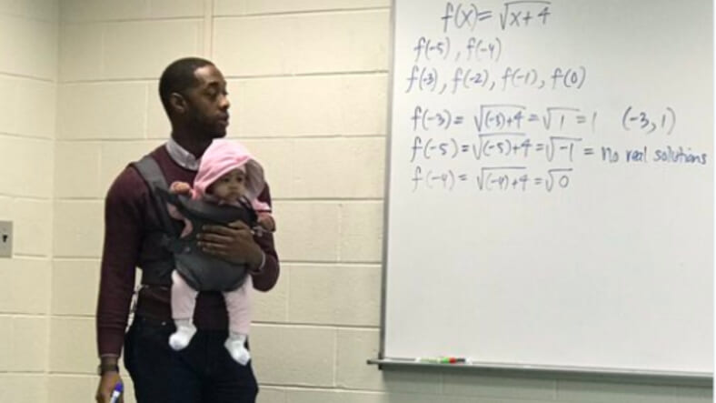 Morehouse professor goes viral for carrying student's child so he could take notes during lecture. thegrio.com
