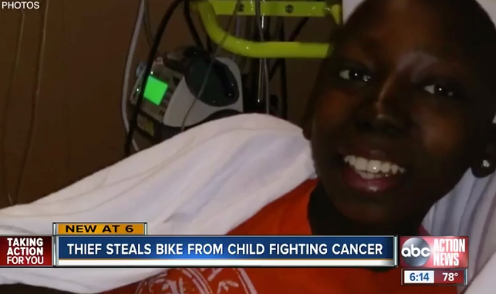 Florida community steps up after thieves steal bike from teen battling cancer. (ABC Action News)