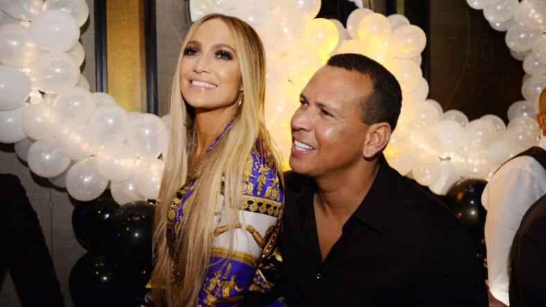Jennifer Lopez and Alex Rodriguez attend Jennifer Lopez's MTV VMA's Vanguard Award Celebration at Beauty & Essex on August 21, 2018 in New York City. (Photo by Andrew Toth/Getty Images for TAO Group) thegrio.com