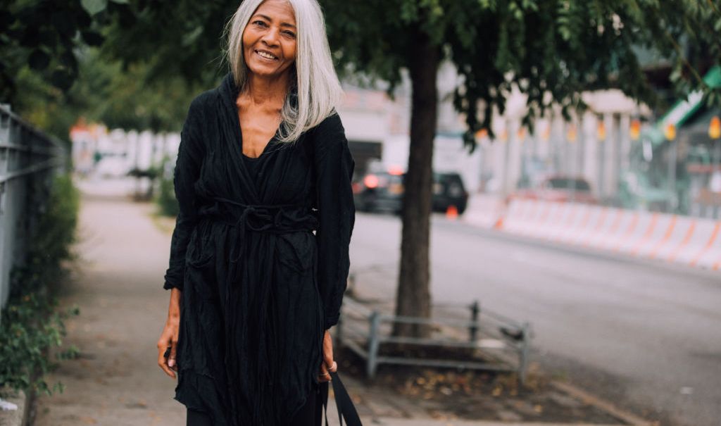 Model JoAni Johnson after the Tome show during New York Fashion Week Spring/Summer 2019 on September 11, 2018 in New York City.