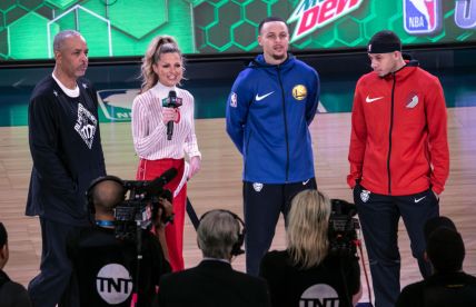 (L-R) Del Curry, Allie LaForce, Steph Curry and Seth Curry at the 2019 NBA All-Star Saturday Night on February 16, 2019 in Charlotte, North Carolina. (Photo by Jeff Hahne/Getty Images) thegrio.com