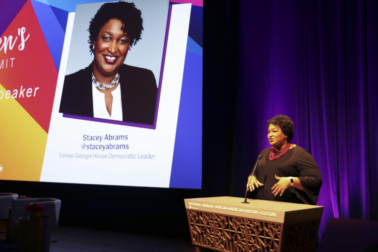 Former Georgia gubernatorial candidate Stacey Abrams speaks in Washington, Thursday, June 13, 2019. Abrams says that she has not yet decided on the next steps in her political career. Many are calling on the Georgia Democrat to run for president or to serve as another Democrat’s running mate, but Abrams says she won’t rush any decision on her political future. (AP Photo/Kali Robinson)