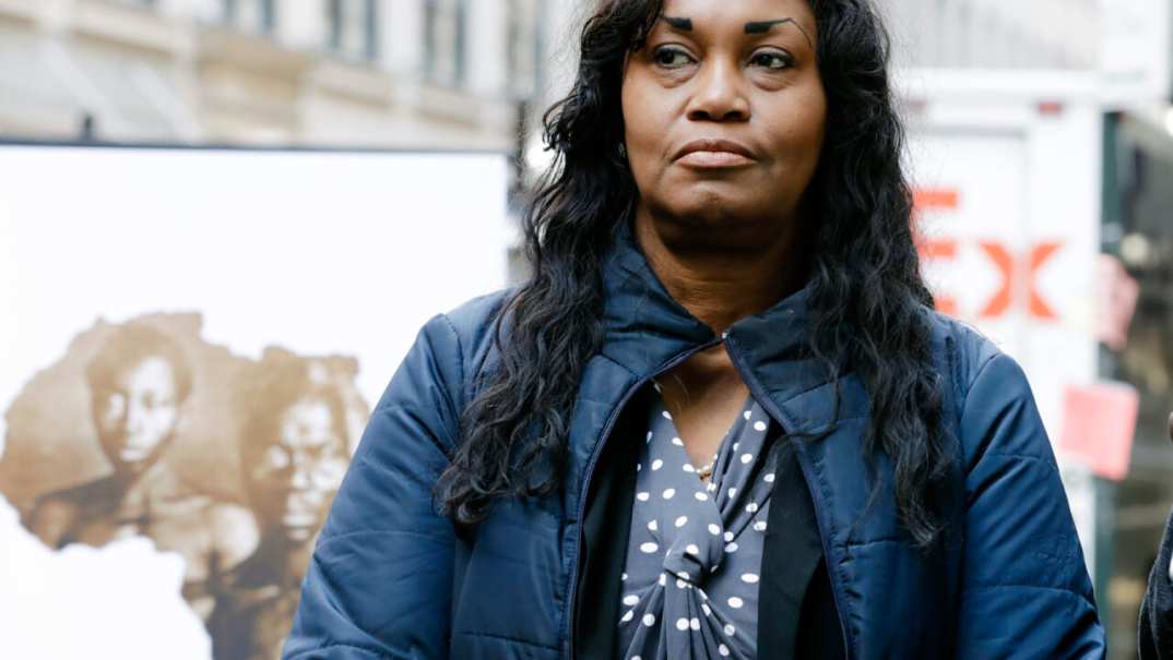 In this March 20, 2019 file photo Tamara Lanier attends a news conference near the Harvard Club, in New York. Lanier, of Norwich, Conn., is suing the Harvard University for "wrongful seizure, possession and expropriation" of images she says depict two of her ancestors. Descendants of a Harvard professor who commissioned a series of 1850 photos of slaves say they're backing the lawsuit against the university. (AP Photo/Frank Franklin II, File)