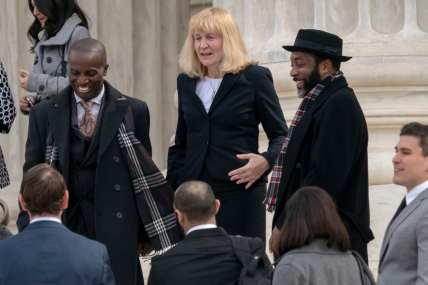 In this March 20, 2019 file photo, Attorney Sheri Johnson leaves the Supreme Court after challenging a Mississippi prosecutor's decision to keep African-Americans off the jury in the trial of Curtis Flowers, in Washington. The Supreme Court is throwing out the murder conviction and death sentence for Flowers because of a prosecutor's efforts to keep African Americans off the jury. The defendant already has been tried six times and now could face a seventh trial. The court's 7-2 decision Friday says the removal of black prospective jurors violated the rights of inmate Curtis Flowers. (AP Photo/J. Scott Applewhite)