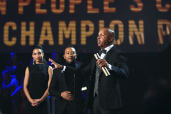 2018 E! PEOPLE'S CHOICE AWARDS -- Pictured: Activist Bryan Stevenson accepts the People's Champion Award on stage during the 2018 E! People's Choice Awards held at the Barker Hangar on November 11, 2018 -- NUP_185094 -- (Photo by Christopher Polk/E! Entertainment/NBCU Photo Bank via Getty Images)