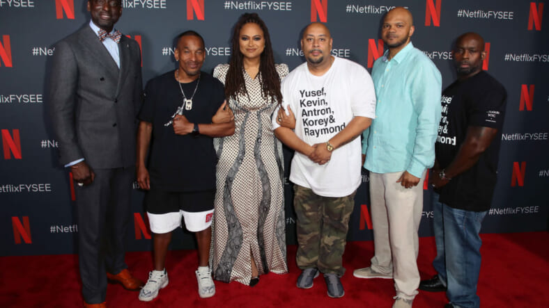Yusef Salaam, Korey Wise, Ava DuVernay, Raymond Santana, Kevin Richardson and Antron McCay attend Netflix's FYSEE event for "When They See Us" at Netflix FYSEE at Raleigh Studios on June 09, 2019 in Los Angeles, California. (Photo by David Livingston/Getty Images)