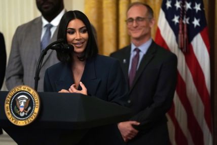 Kim Kardashian West speaks during an East Room event on “second chance hiring” June 13, 2019 at the White House in Washington, DC. President Donald Trump held the event to highlight the achievements on Second Chance hiring and workforce development. (Photo by Alex Wong/Getty Images)