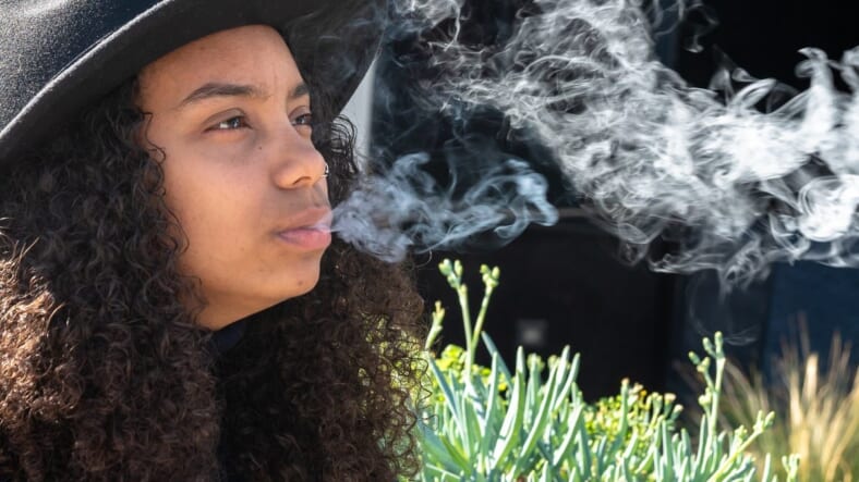 black woman smoking cannabis