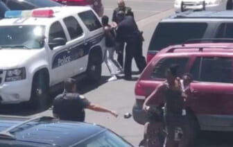 Cell phone video shows officers from the Phoenix Police Department the Ames family May 27, 2019. (GMA)