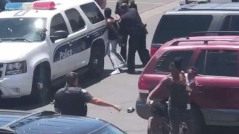 Cell phone video shows officers from the Phoenix Police Department the Ames family May 27, 2019. (GMA)