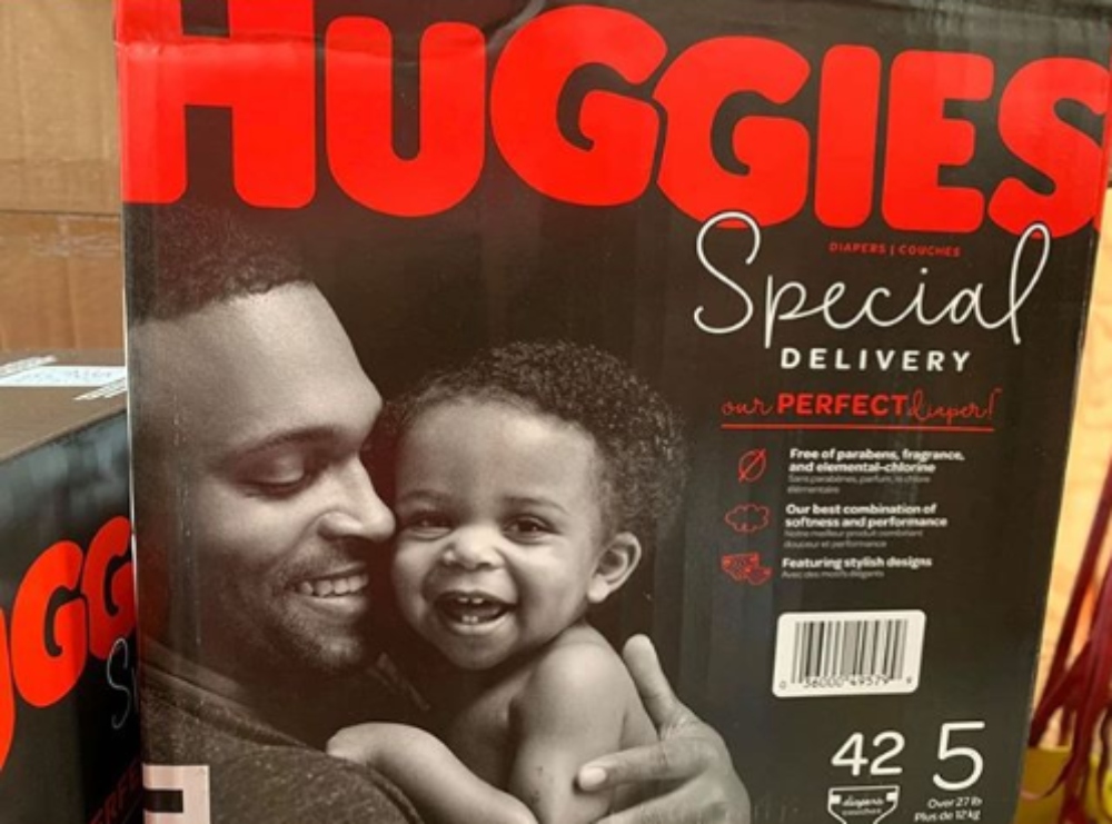 Huggies diapers show Black father parenting baby