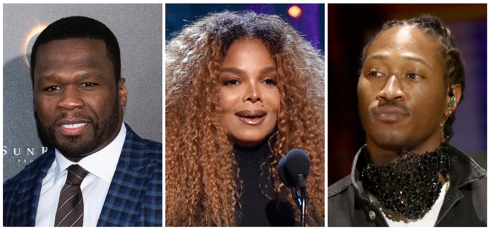 This combination photo shows, from left, rapper 50 Cent, singer Janet Jackson and rapper Future who have been added to the lineup for the Jeddah World Fest, the concert in Saudi Arabia. Nicki Minaj pulled out of the concert after human rights organizations urged her to cancel her appearance. (AP Photo)