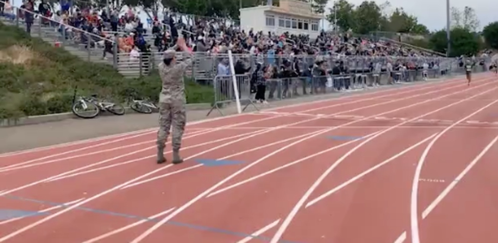 Mom surprises track star daughter at finish line in viral video. (DailyMail)