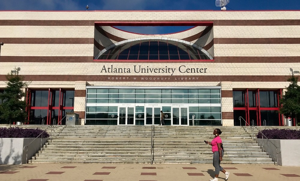 The campus of Clark Atlanta University is seen Wednesday, April 21, 2019, in Atlanta. Four college students were wounded when a gunman opened fire into a crowd of 200 people outside a library near the university, Tuesday night, and then escaped in the chaos, authorities said. (AP Photo/Jeff Martin) thegrio.com